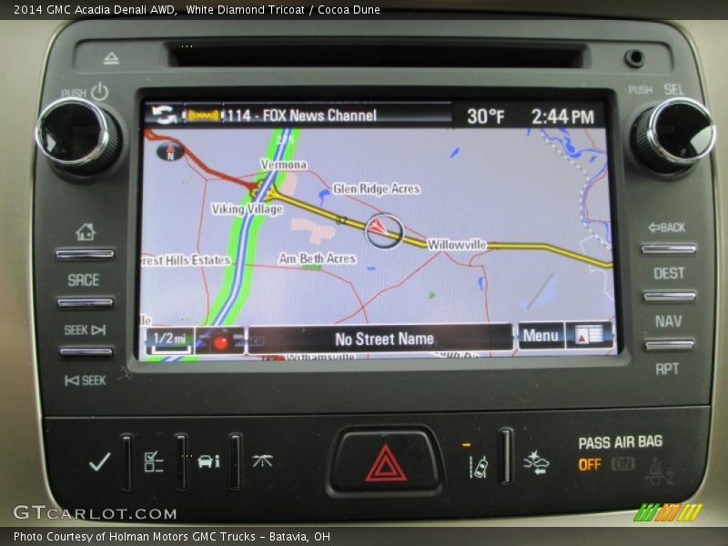 White Diamond Tricoat / Cocoa Dune 2014 GMC Acadia Denali AWD