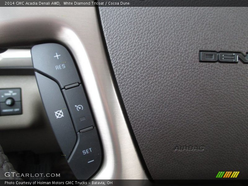 White Diamond Tricoat / Cocoa Dune 2014 GMC Acadia Denali AWD