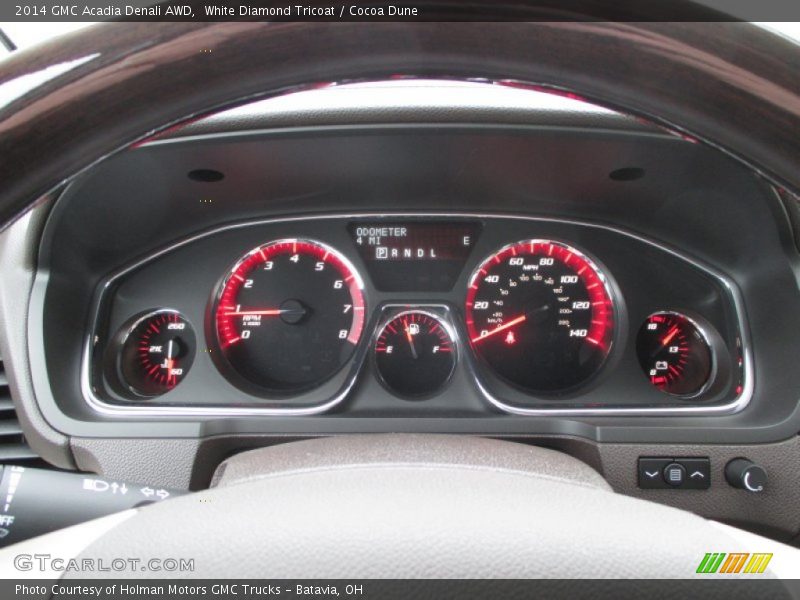White Diamond Tricoat / Cocoa Dune 2014 GMC Acadia Denali AWD