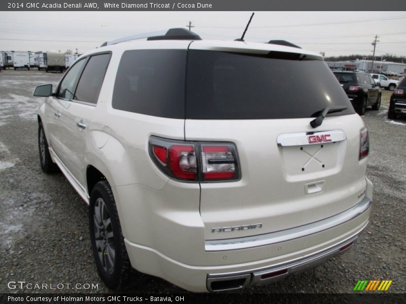 White Diamond Tricoat / Cocoa Dune 2014 GMC Acadia Denali AWD