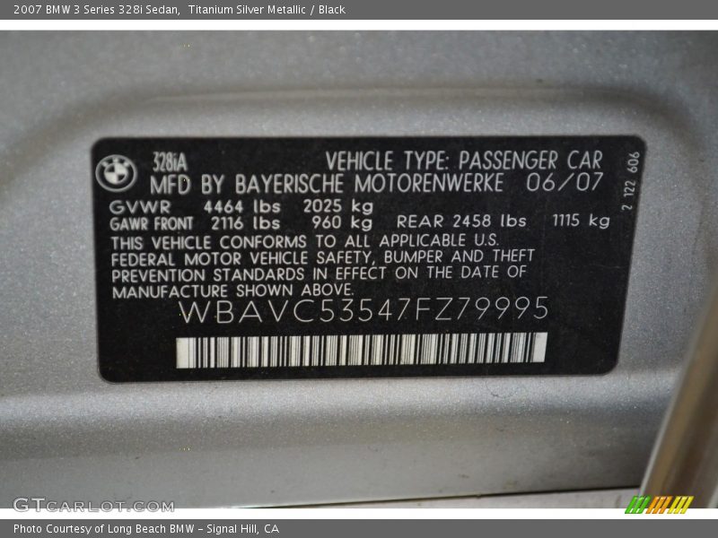 Titanium Silver Metallic / Black 2007 BMW 3 Series 328i Sedan