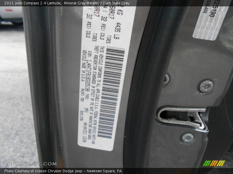 Mineral Gray Metallic / Dark Slate Gray 2011 Jeep Compass 2.4 Latitude