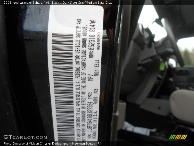 Black / Dark Slate Gray/Medium Slate Gray 2008 Jeep Wrangler Sahara 4x4