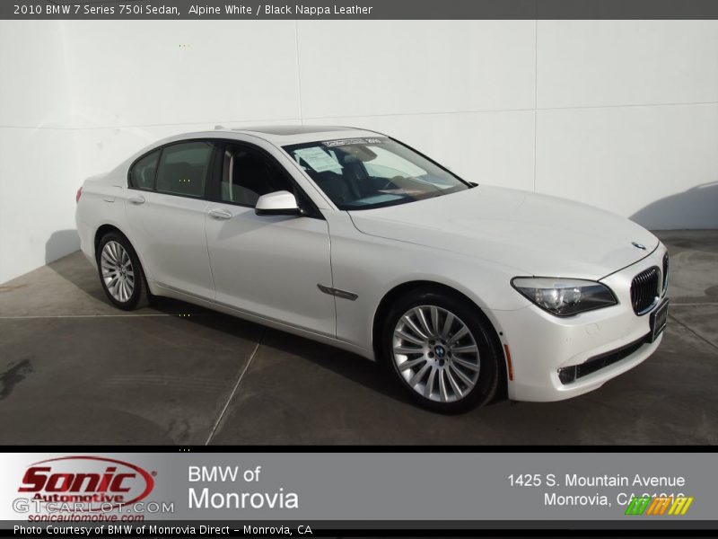 Alpine White / Black Nappa Leather 2010 BMW 7 Series 750i Sedan