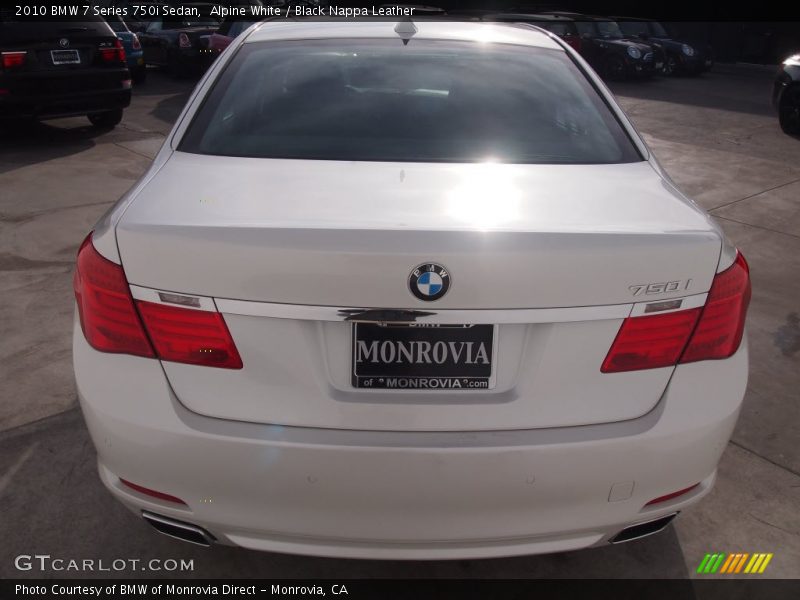 Alpine White / Black Nappa Leather 2010 BMW 7 Series 750i Sedan