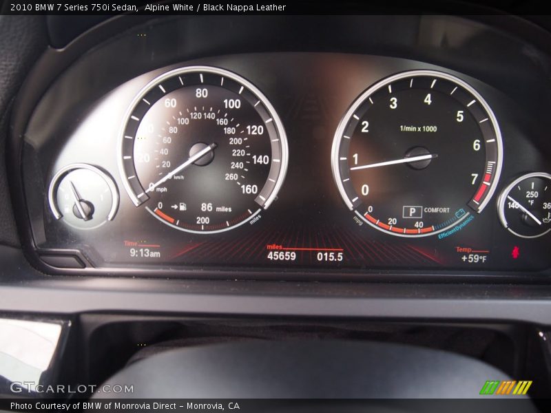 Alpine White / Black Nappa Leather 2010 BMW 7 Series 750i Sedan