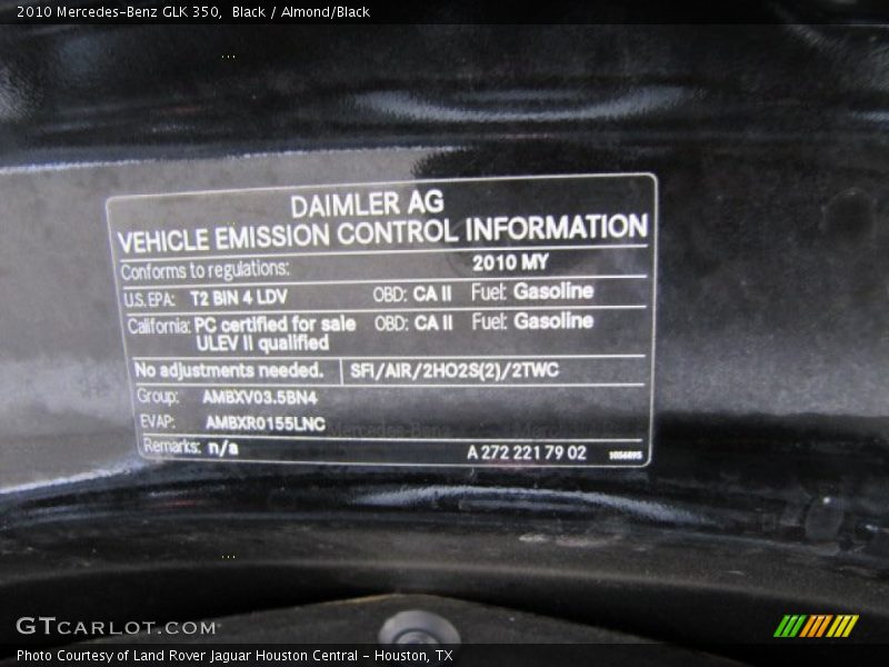 Black / Almond/Black 2010 Mercedes-Benz GLK 350