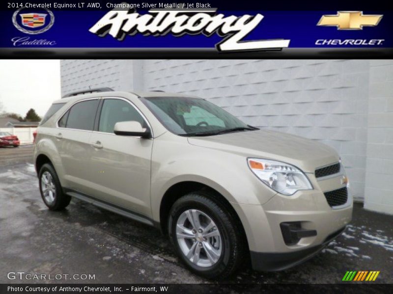 Champagne Silver Metallic / Jet Black 2014 Chevrolet Equinox LT AWD