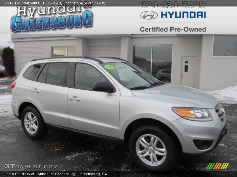 Moonstone Silver / Gray 2012 Hyundai Santa Fe GLS AWD