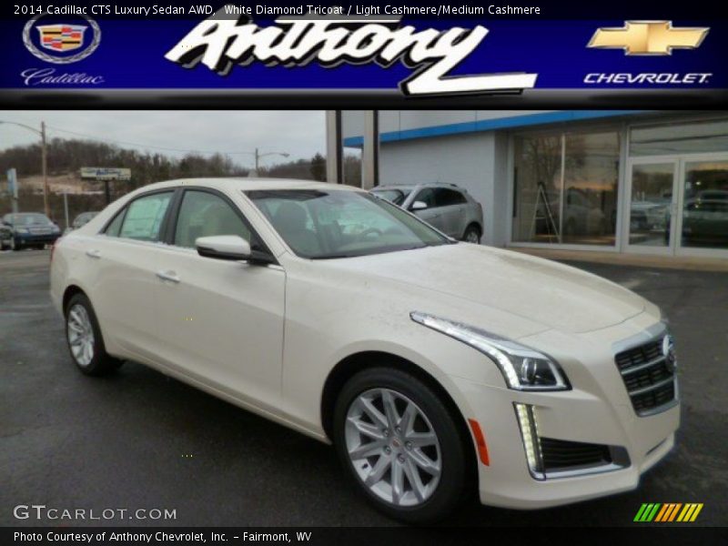 White Diamond Tricoat / Light Cashmere/Medium Cashmere 2014 Cadillac CTS Luxury Sedan AWD