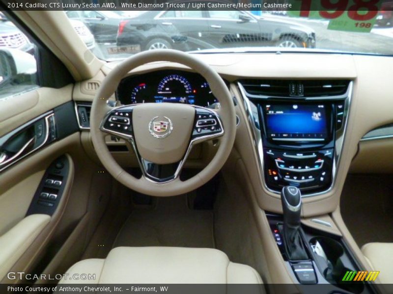 White Diamond Tricoat / Light Cashmere/Medium Cashmere 2014 Cadillac CTS Luxury Sedan AWD