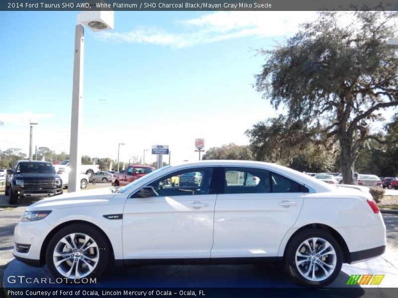 White Platinum / SHO Charcoal Black/Mayan Gray Miko Suede 2014 Ford Taurus SHO AWD