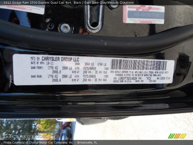 Black / Dark Slate Gray/Medium Graystone 2012 Dodge Ram 1500 Express Quad Cab 4x4