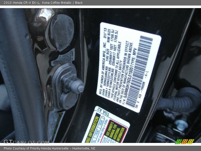 Kona Coffee Metallic / Black 2013 Honda CR-V EX-L