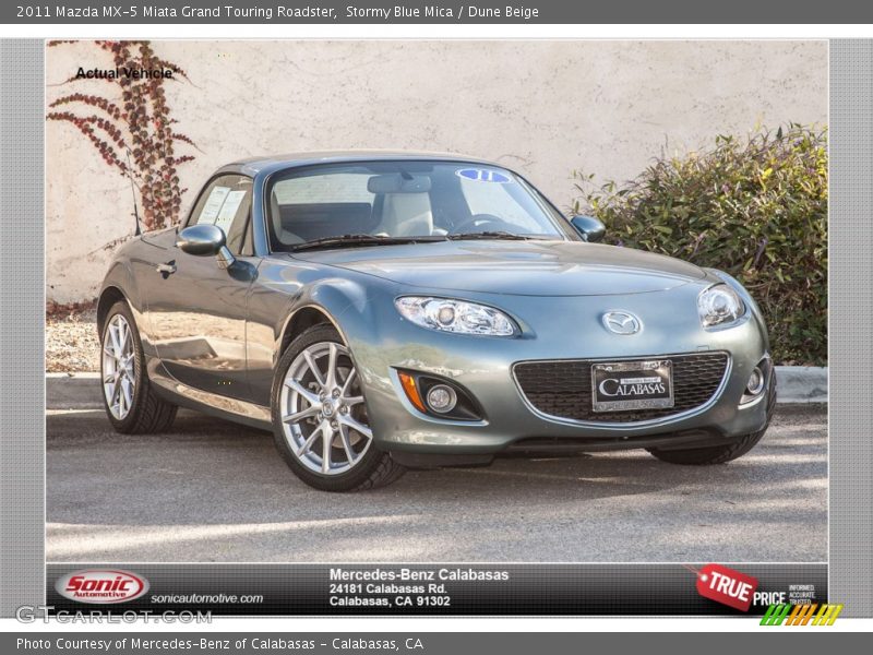 Stormy Blue Mica / Dune Beige 2011 Mazda MX-5 Miata Grand Touring Roadster