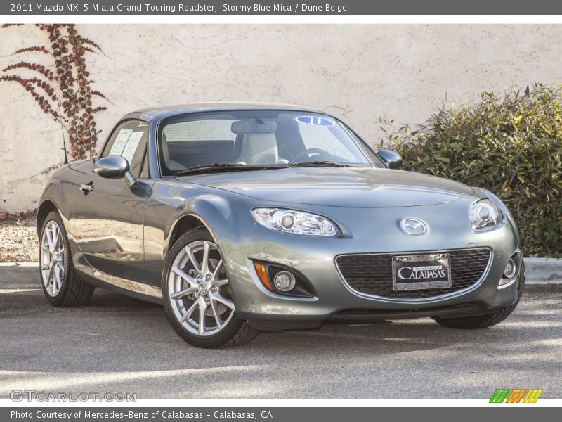 Stormy Blue Mica / Dune Beige 2011 Mazda MX-5 Miata Grand Touring Roadster