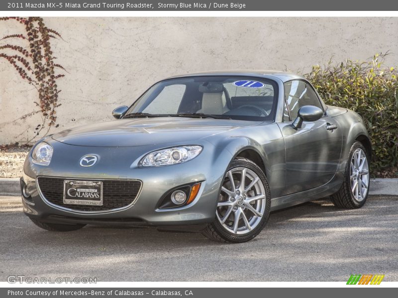 Stormy Blue Mica / Dune Beige 2011 Mazda MX-5 Miata Grand Touring Roadster