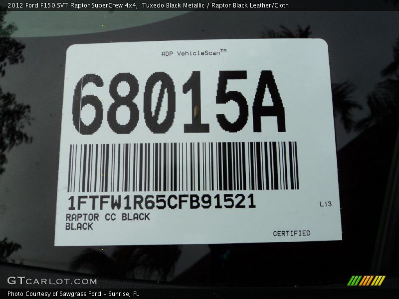 Tuxedo Black Metallic / Raptor Black Leather/Cloth 2012 Ford F150 SVT Raptor SuperCrew 4x4