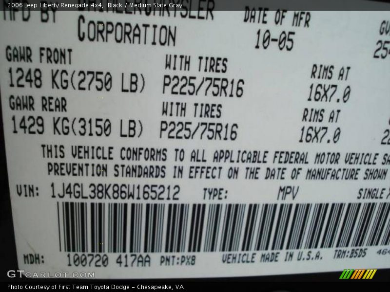 Black / Medium Slate Gray 2006 Jeep Liberty Renegade 4x4