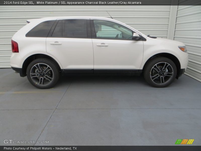 White Platinum / SEL Appearance Charcoal Black Leather/Gray Alcantara 2014 Ford Edge SEL
