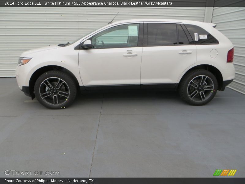 White Platinum / SEL Appearance Charcoal Black Leather/Gray Alcantara 2014 Ford Edge SEL