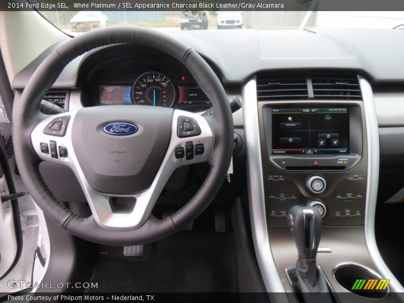 White Platinum / SEL Appearance Charcoal Black Leather/Gray Alcantara 2014 Ford Edge SEL