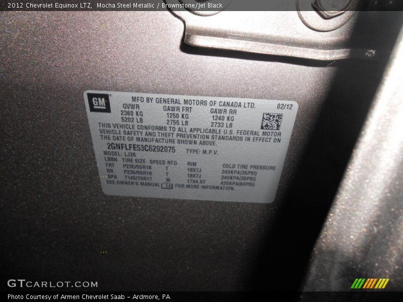 Mocha Steel Metallic / Brownstone/Jet Black 2012 Chevrolet Equinox LTZ