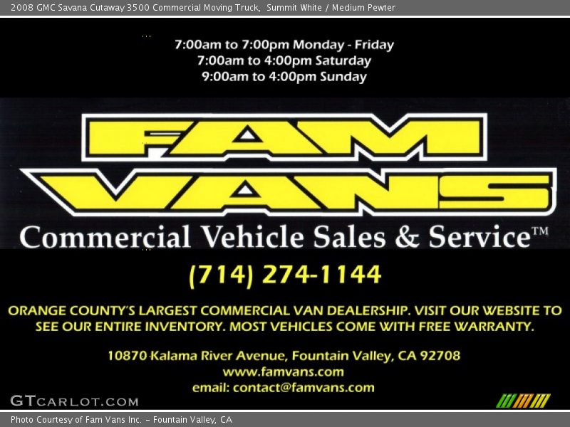 Summit White / Medium Pewter 2008 GMC Savana Cutaway 3500 Commercial Moving Truck