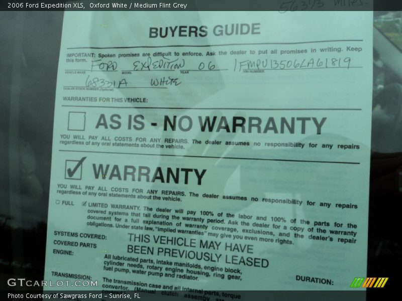 Oxford White / Medium Flint Grey 2006 Ford Expedition XLS