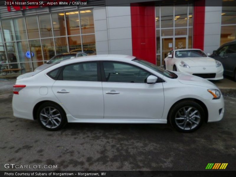 Aspen White / Charcoal 2014 Nissan Sentra SR
