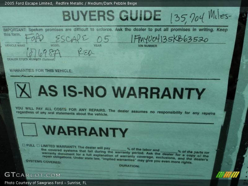 Redfire Metallic / Medium/Dark Pebble Beige 2005 Ford Escape Limited
