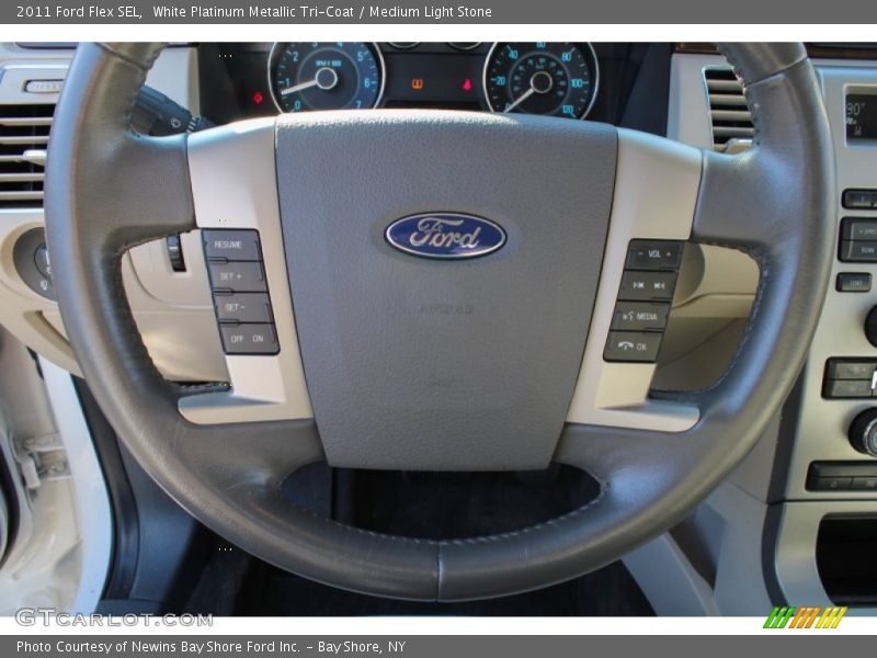 White Platinum Metallic Tri-Coat / Medium Light Stone 2011 Ford Flex SEL