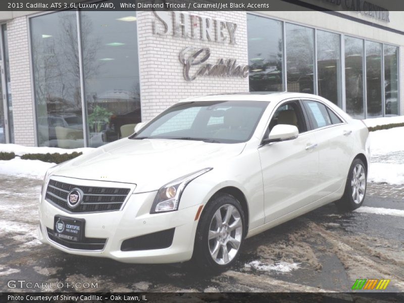 White Diamond Tricoat / Caramel/Jet Black Accents 2013 Cadillac ATS 3.6L Luxury AWD