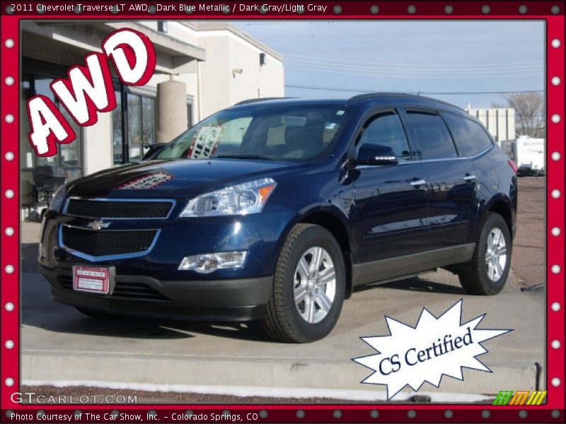 Dark Blue Metallic / Dark Gray/Light Gray 2011 Chevrolet Traverse LT AWD