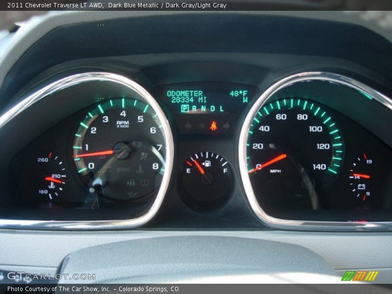 Dark Blue Metallic / Dark Gray/Light Gray 2011 Chevrolet Traverse LT AWD