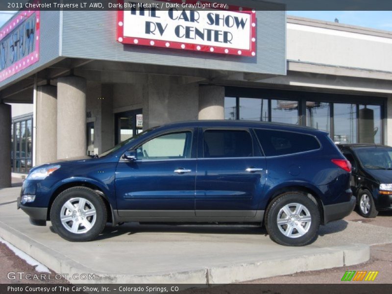 Dark Blue Metallic / Dark Gray/Light Gray 2011 Chevrolet Traverse LT AWD