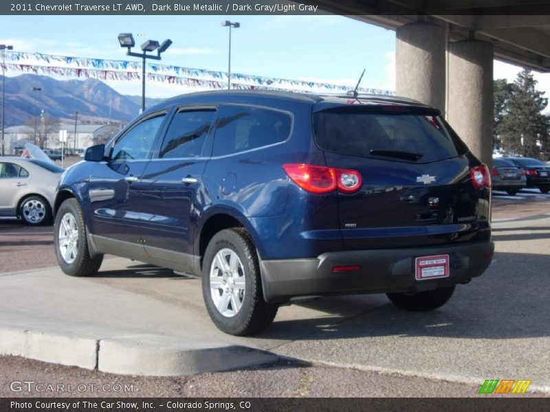 Dark Blue Metallic / Dark Gray/Light Gray 2011 Chevrolet Traverse LT AWD