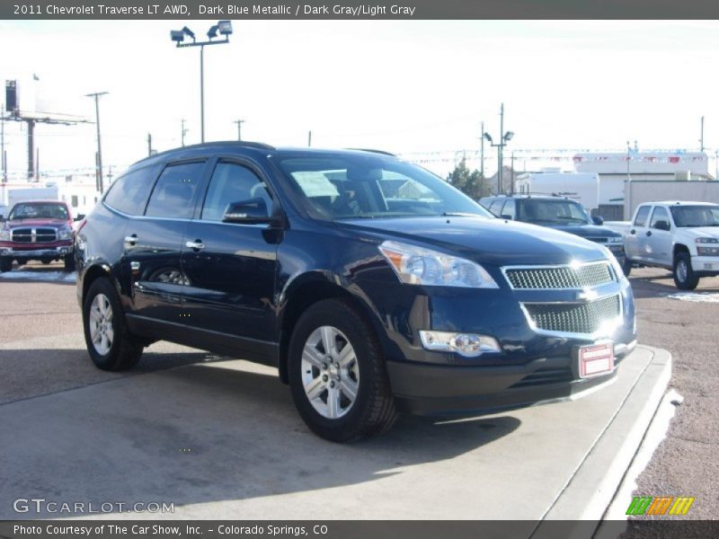 Dark Blue Metallic / Dark Gray/Light Gray 2011 Chevrolet Traverse LT AWD