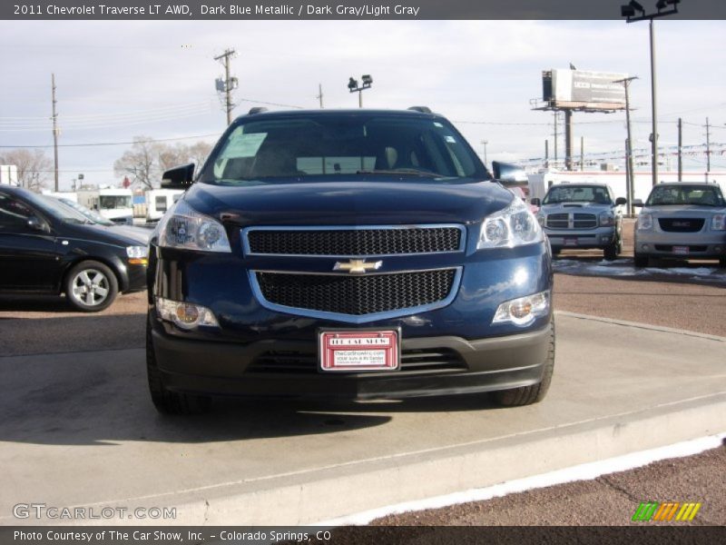 Dark Blue Metallic / Dark Gray/Light Gray 2011 Chevrolet Traverse LT AWD