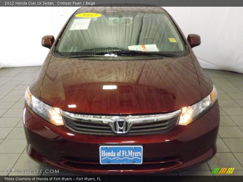 Crimson Pearl / Beige 2012 Honda Civic LX Sedan