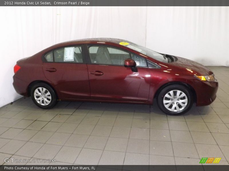 Crimson Pearl / Beige 2012 Honda Civic LX Sedan