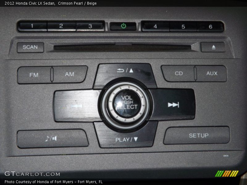 Crimson Pearl / Beige 2012 Honda Civic LX Sedan
