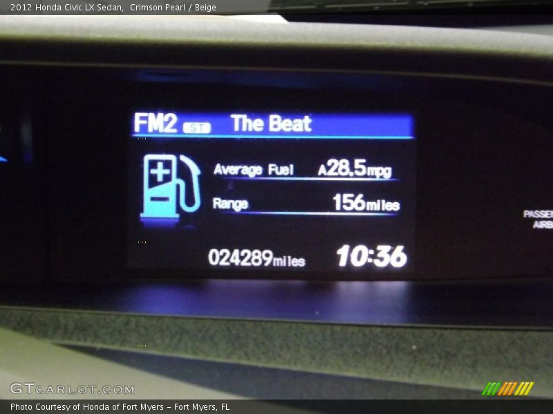 Crimson Pearl / Beige 2012 Honda Civic LX Sedan