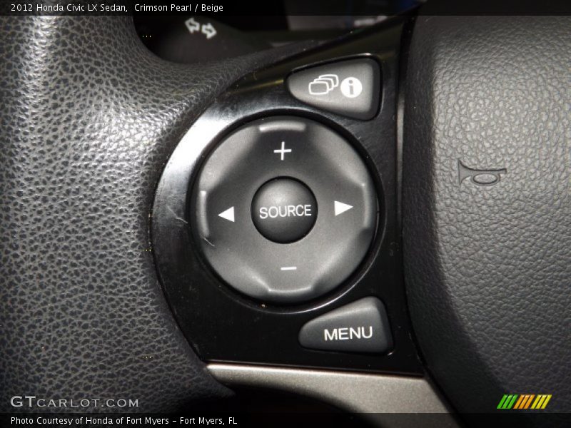 Crimson Pearl / Beige 2012 Honda Civic LX Sedan