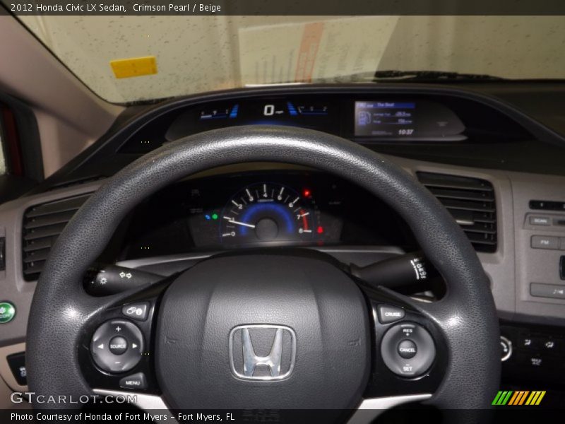 Crimson Pearl / Beige 2012 Honda Civic LX Sedan