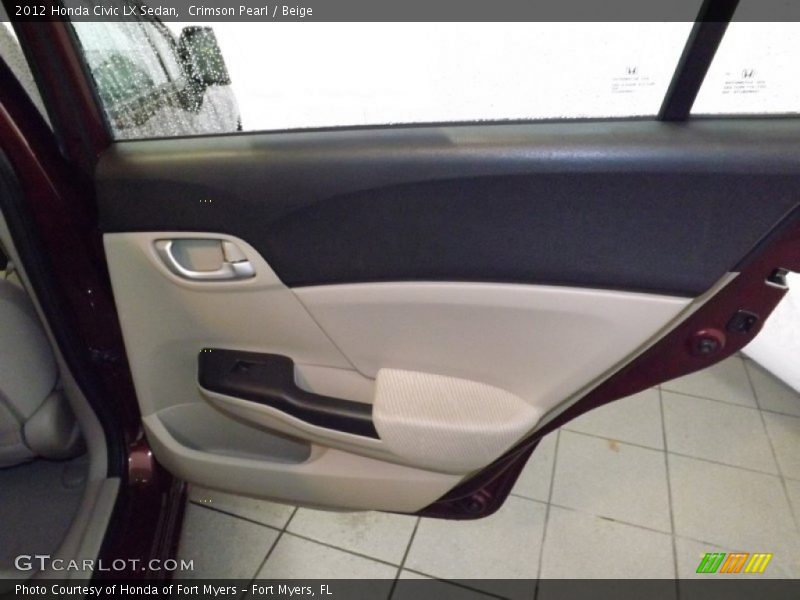 Crimson Pearl / Beige 2012 Honda Civic LX Sedan
