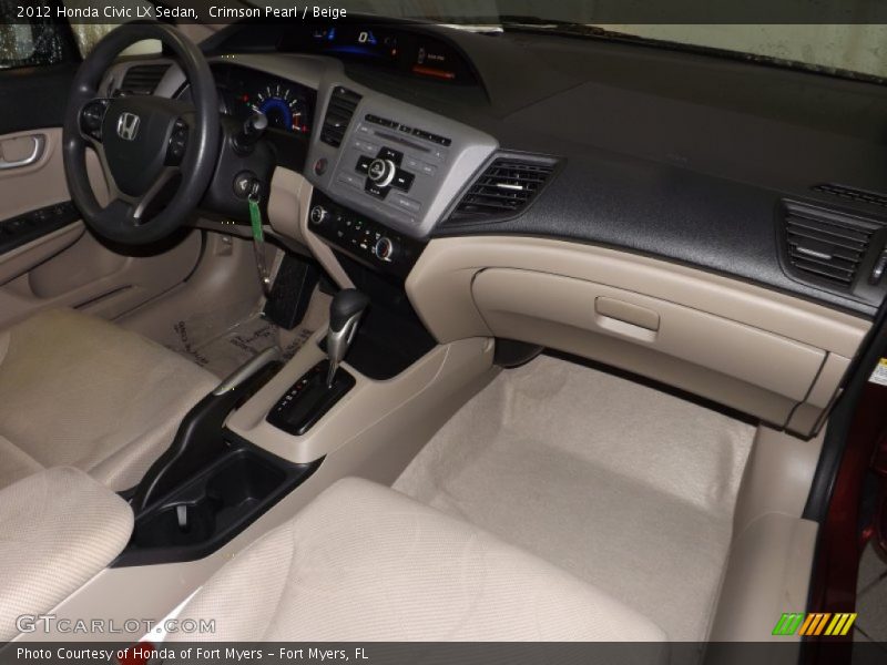 Crimson Pearl / Beige 2012 Honda Civic LX Sedan