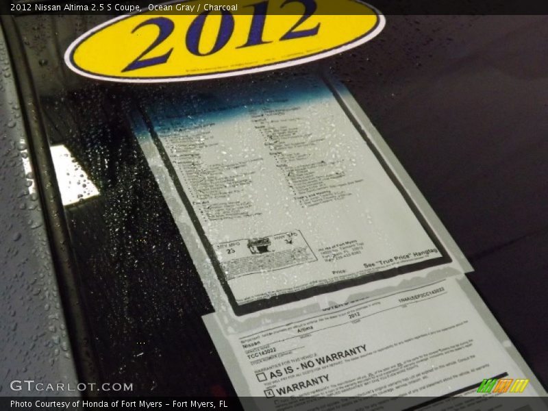 Ocean Gray / Charcoal 2012 Nissan Altima 2.5 S Coupe