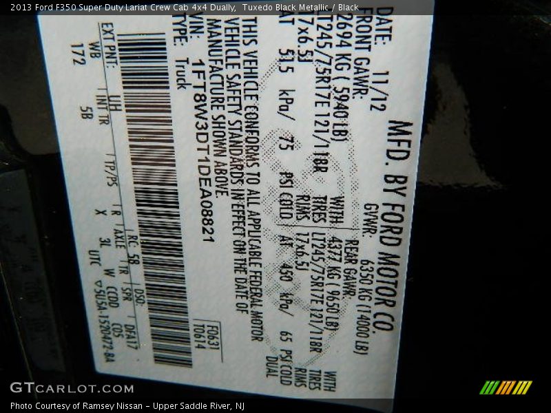 Tuxedo Black Metallic / Black 2013 Ford F350 Super Duty Lariat Crew Cab 4x4 Dually