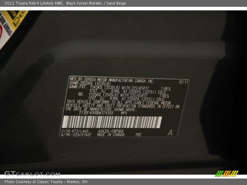 Black Forest Metallic / Sand Beige 2011 Toyota RAV4 Limited 4WD